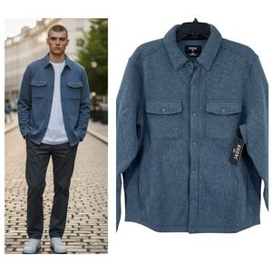 Rhone Fleece Shacket Mens M Vintage Indigo Heather Snap Front Jacket New